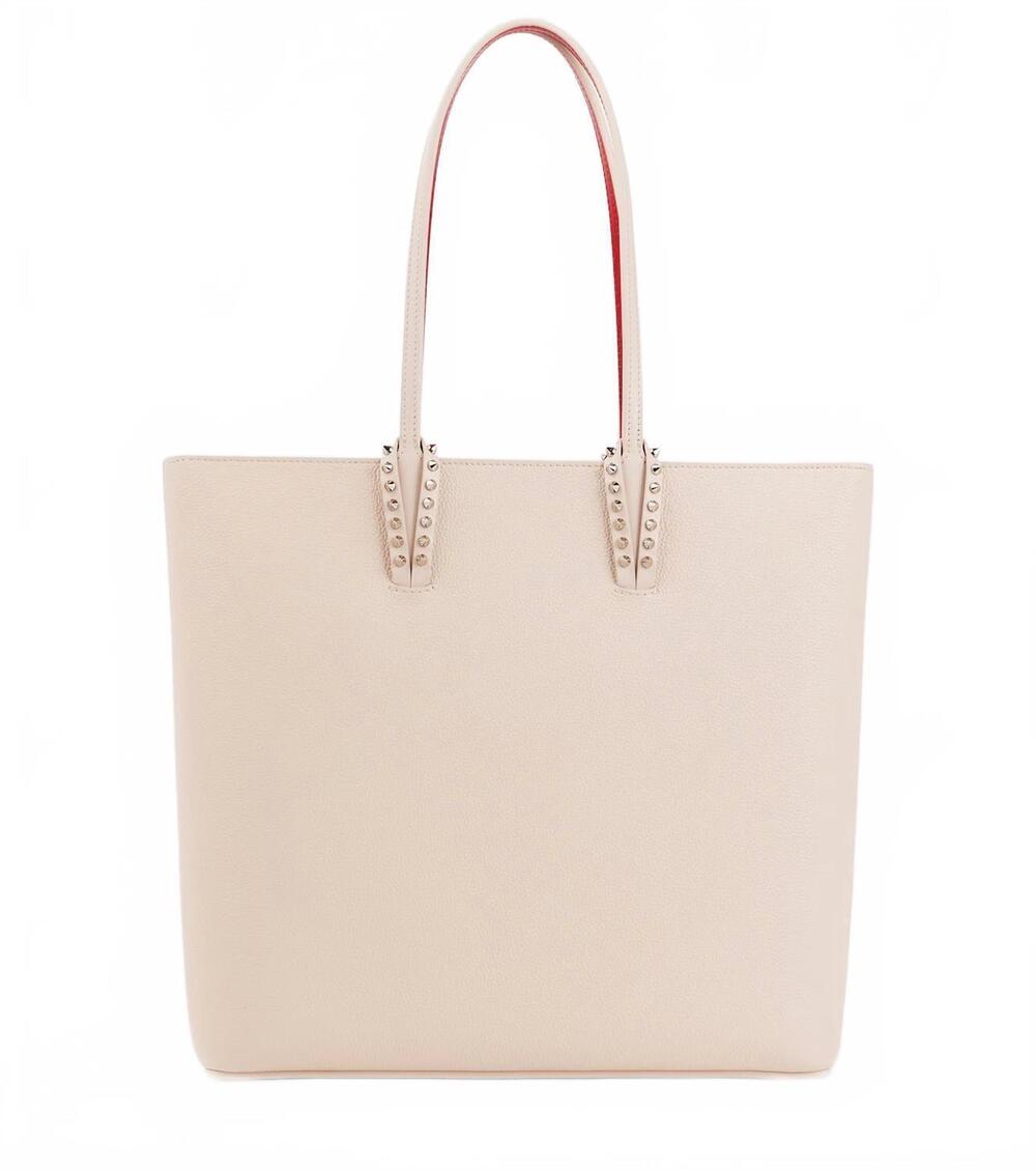 NEW CHRISTIAN LOUBOUTIN women's cabata leather tote in leche